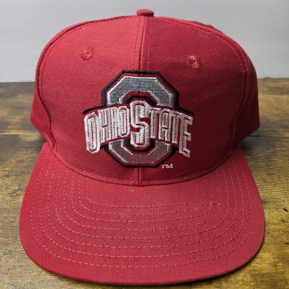 Vintage 90s Ohio State Buckeyes Snapback Hat Fresh Caps Red Block O Embroidered